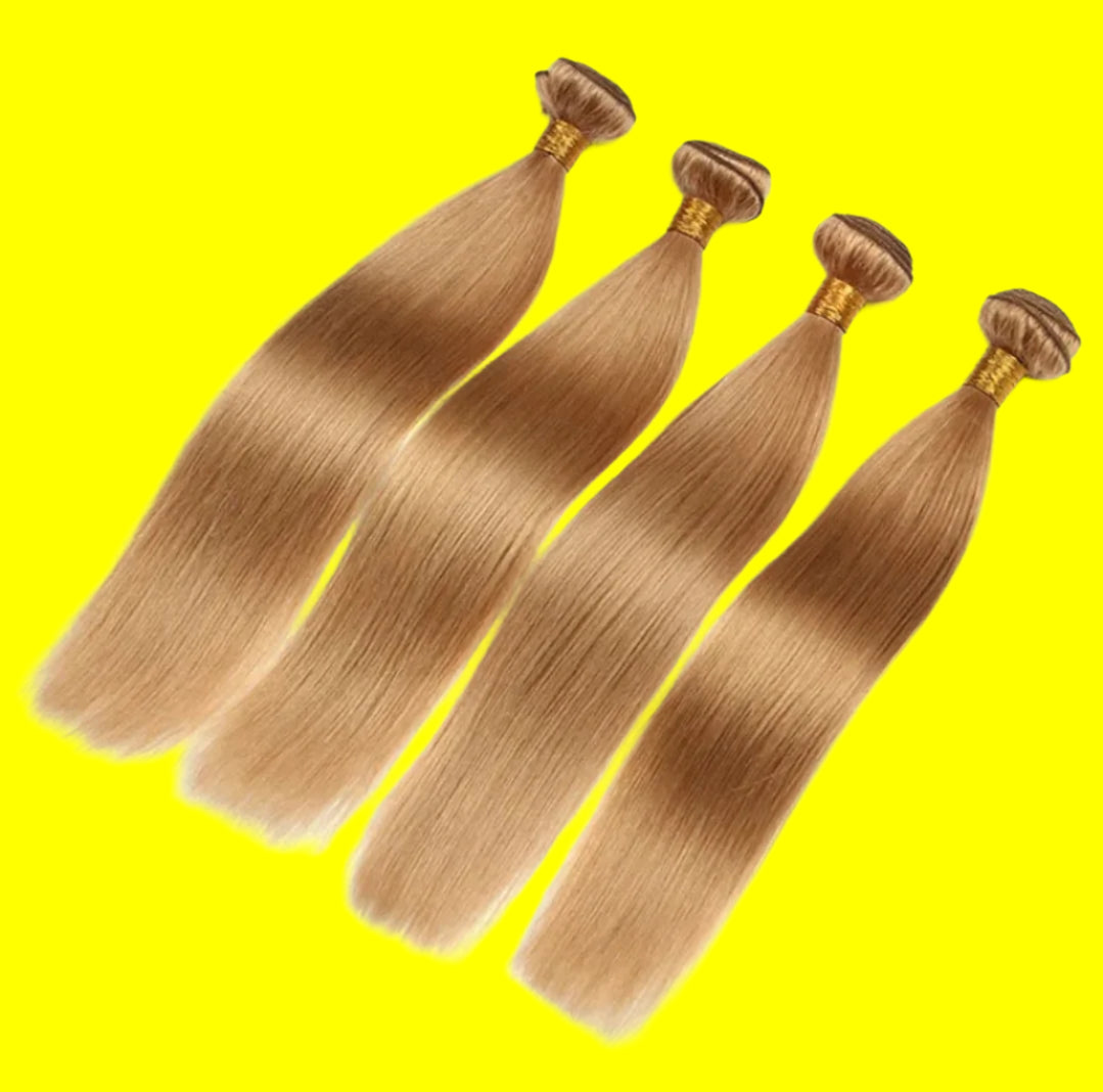 27 Honey Blonde Straight Hair Extension Bundles