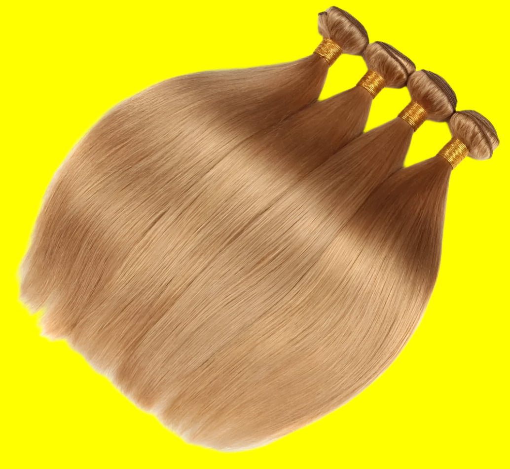 27 Honey Blonde Straight Hair Extension Bundles