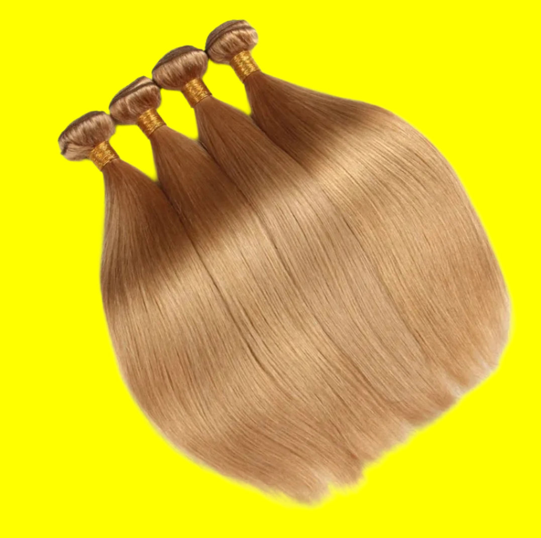 27 Honey Blonde Straight Hair Extension Bundles
