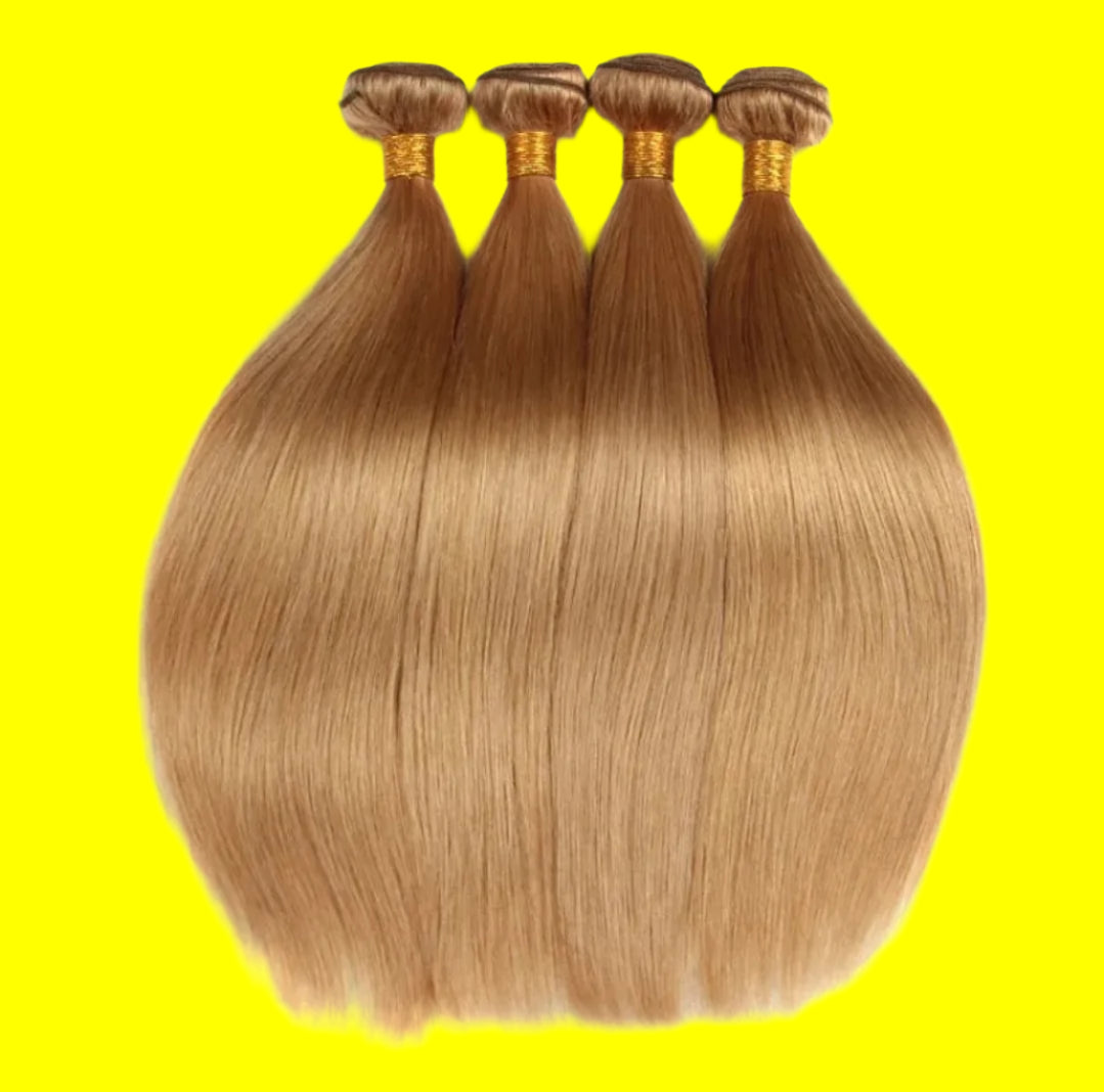 27 Honey Blonde Straight Hair Extension Bundles