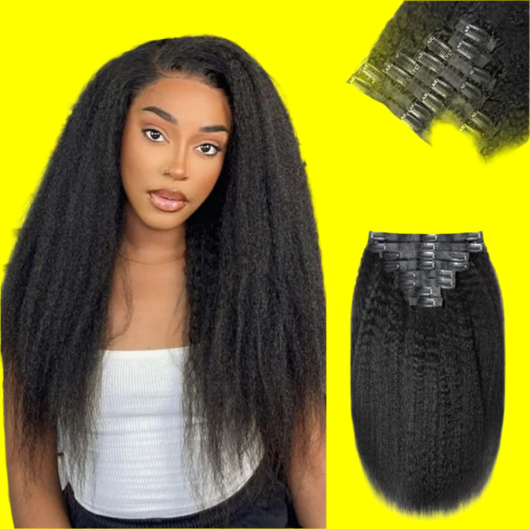 Clip-In Kinky Straight Hair Extension Bundles