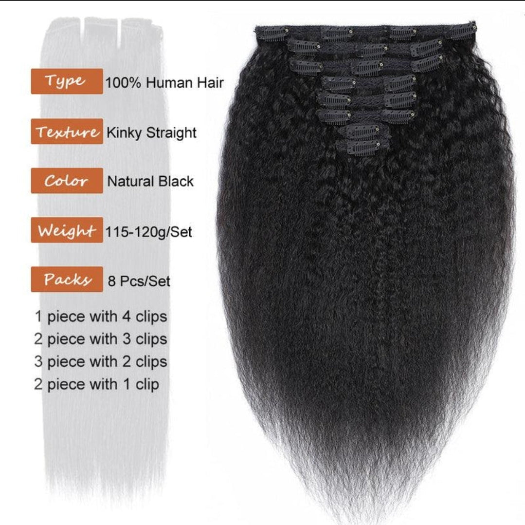 Clip-In Kinky Straight Hair Extension Bundles