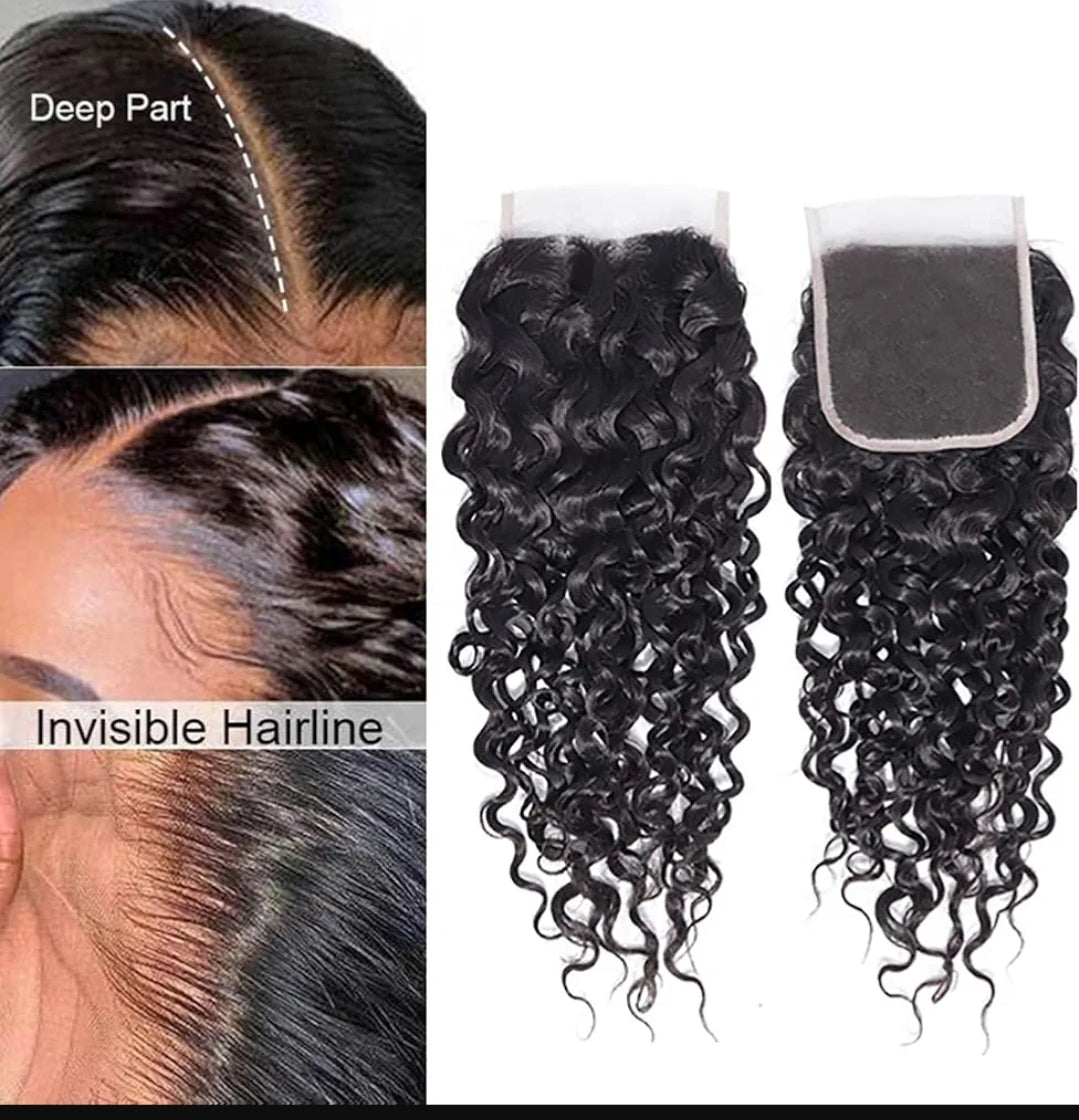 Top Grade Water Wave 5x5 Transparent Lace Closure
