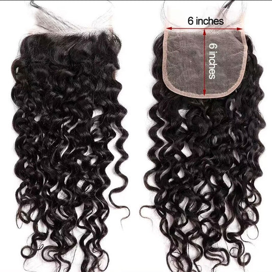 5A Deep Wave 6x6 Transparent Lace Closure