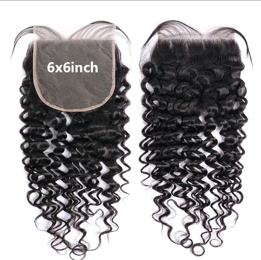 12A Deep Wave 6x6 Transparent Lace Closure