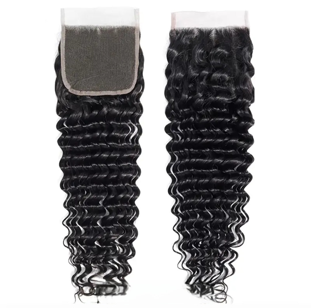 Top Grade Deep Wave 4x4 Transparent Lace Closure