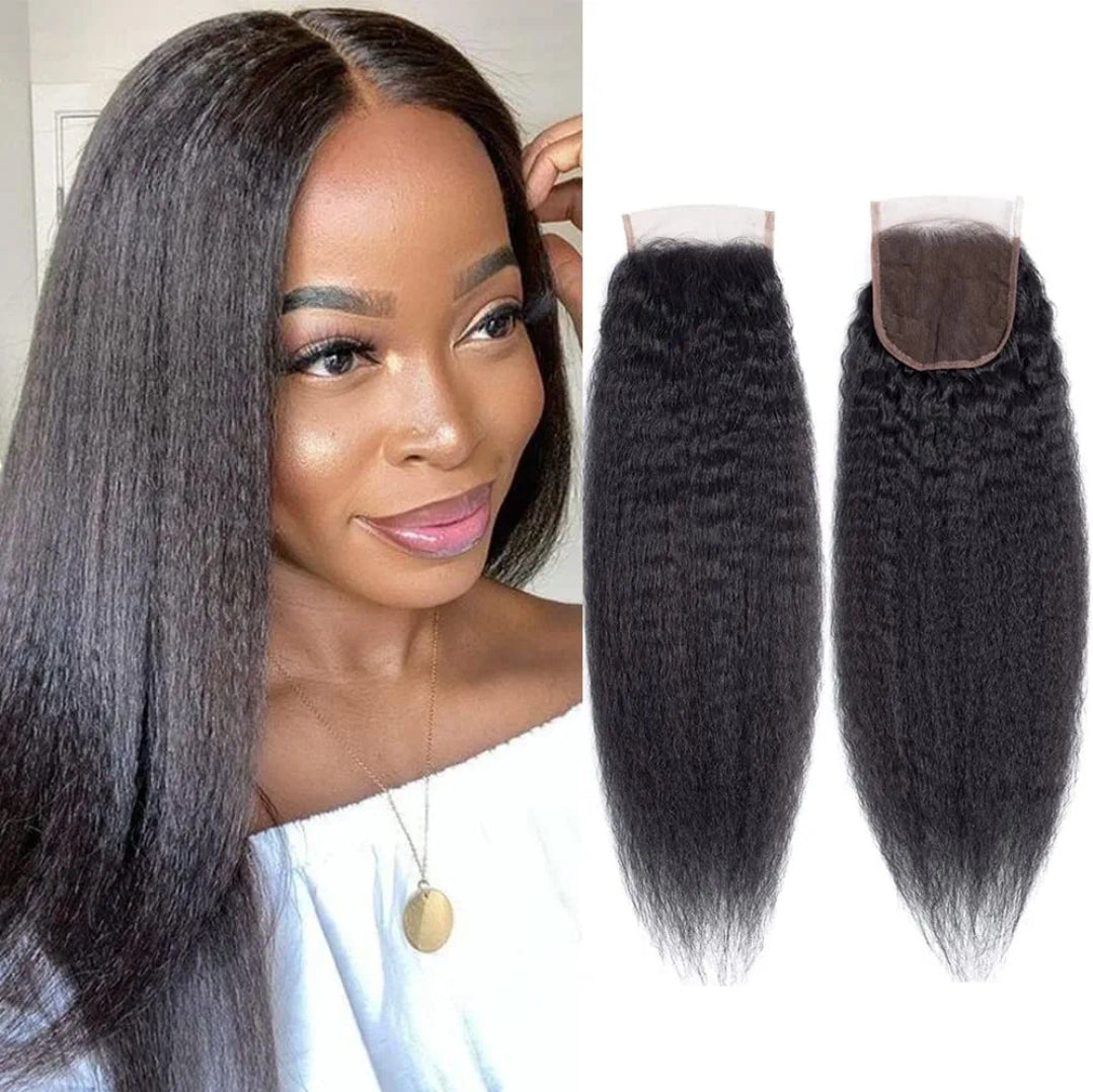 Top Grade Kinky Straight 4x4 Transparent Lace Closure