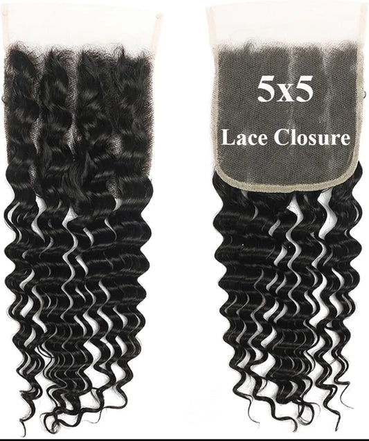 Top Grade Deep Wave 5x5 Transparent Lace Closure