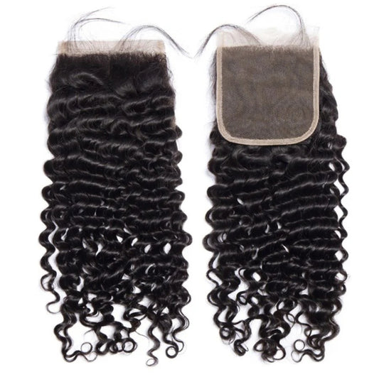 12A Deep Curl 4x4 Transparent Lace Closure